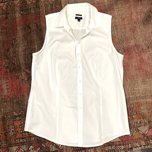 Talbots wrinkle resistant white button down sleeveless top